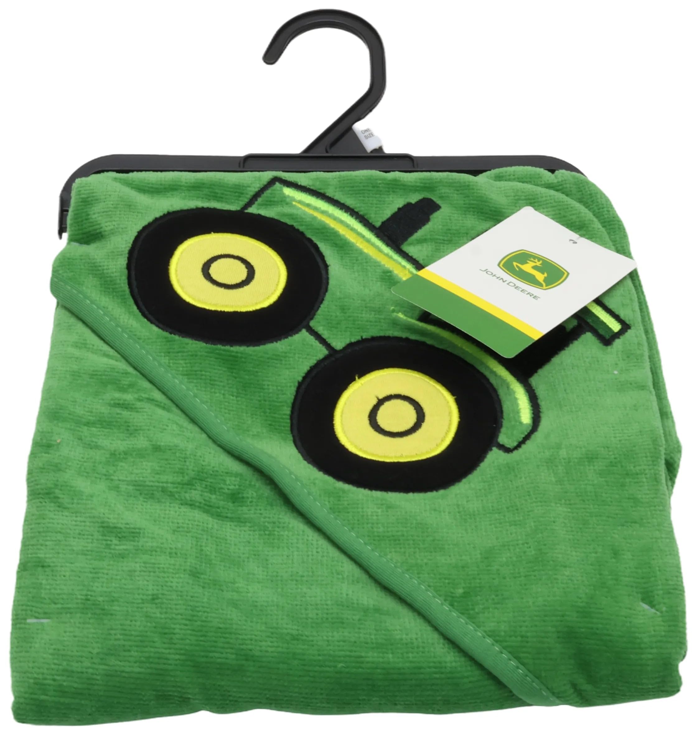 John Deere infant-green towel 100% cotton close-up for gentle drying.