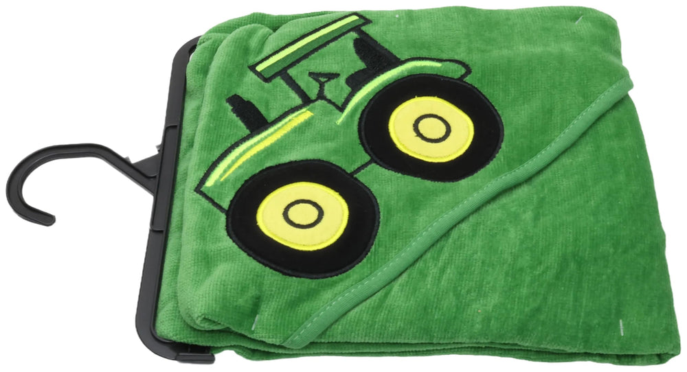 John Deere infant towel size 30x30 inches for easy wrapping.