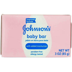 Johnson's baby bar soap boxed front view with two bars for gentle bath time cleansing.