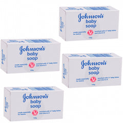 Johnson's Baby Bar Soap White pack of 4 for gentle moisture during bath.