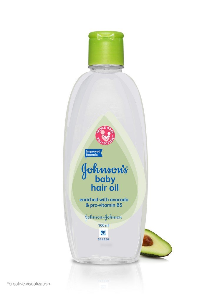 Johnson's Baby Hair Oil 100ml on baby hair, lightweight feel