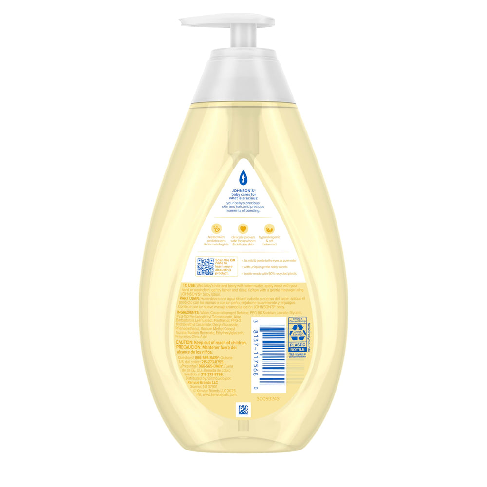 Gentle cleansing for delicate skin and hair during bath time with Johnson's Baby.