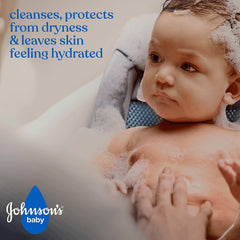 Pediatrician-tested label on Johnson's Head-To-Toe Wash communicates safe newborn use.