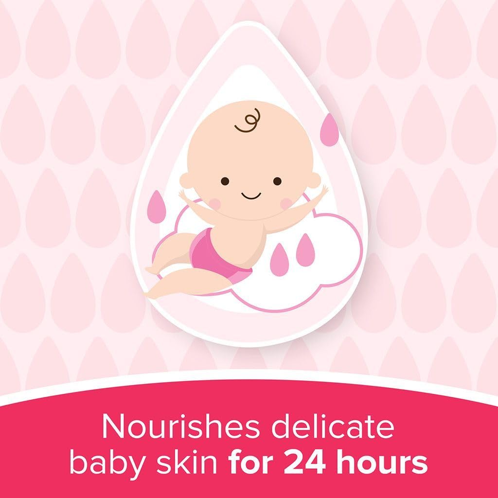 Johnson's Baby Lotion 300ml bottle label close-up showing trusted brand cues for safe use.