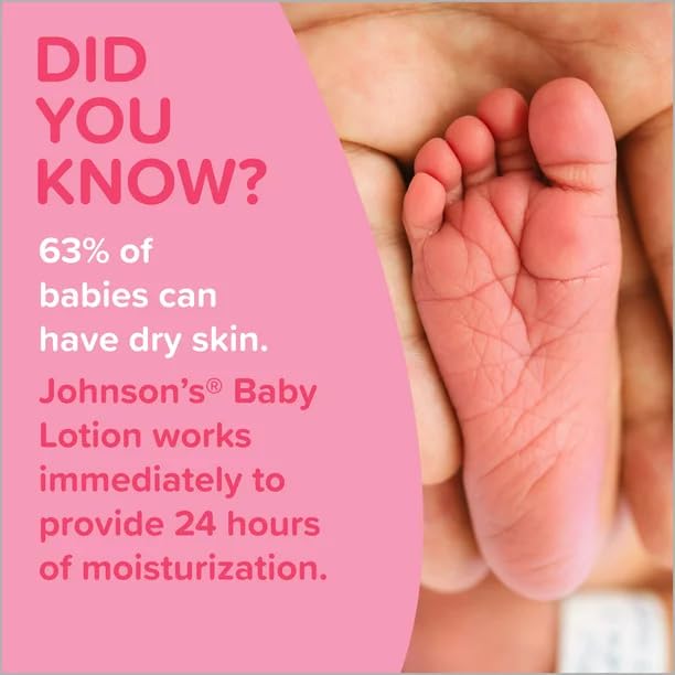 Johnson's Baby Lotion ingredients panel close-up indicating gentle moisturizer ingredients.