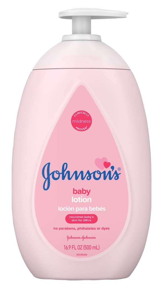Johnson's Baby Lotion pump top view for easy, controlled dispensing