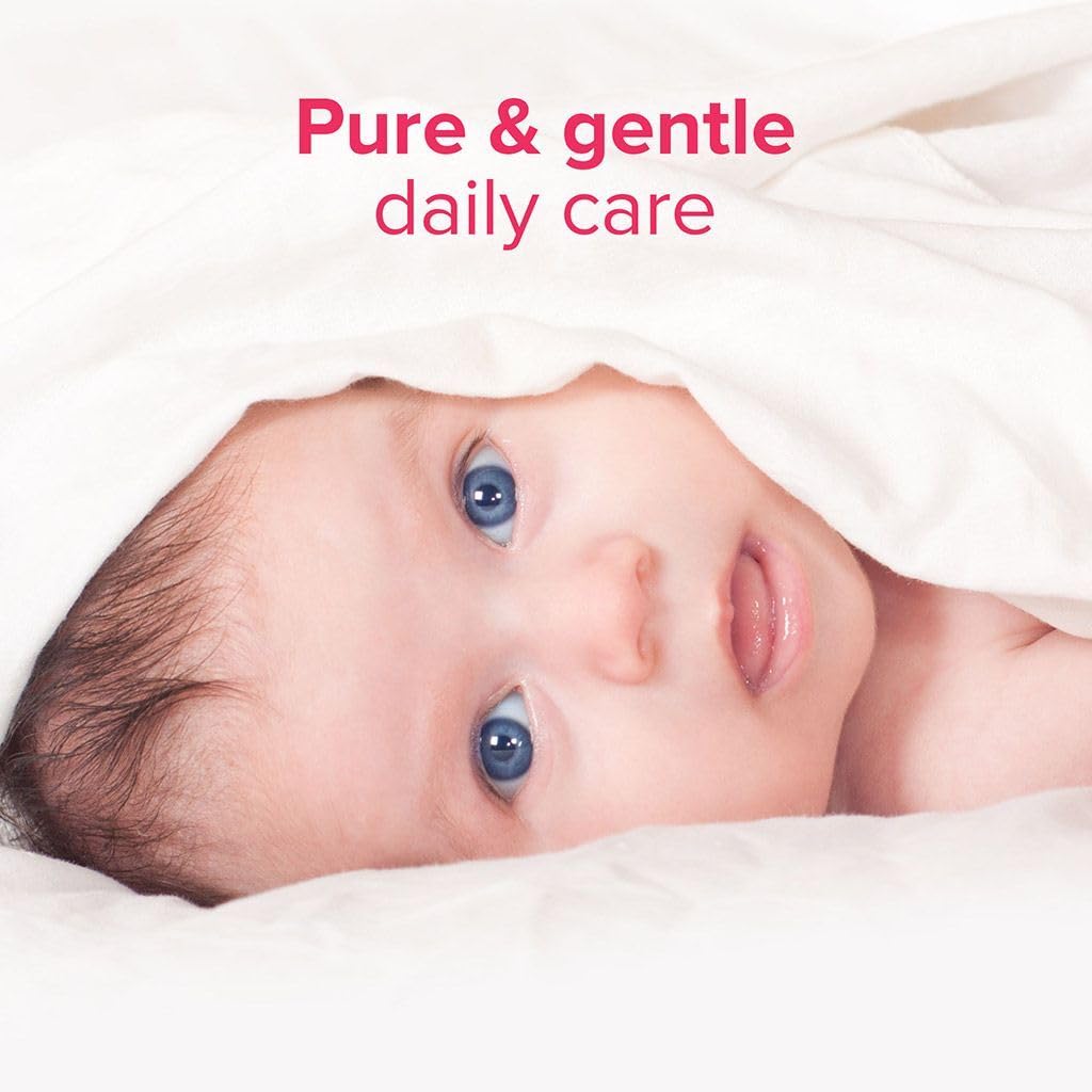 Johnson's Baby Lotion texture swirl illustrating creamy consistency for easy application.