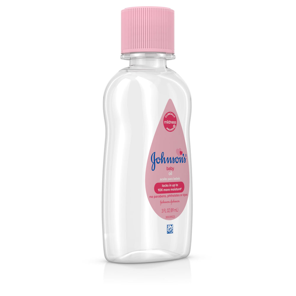 Johnson's Baby Oil after-bath routine demonstrates moisture sealing for skin