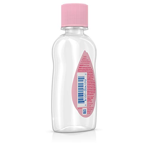 Johnson's Baby Oil hypoallergenic testing label signals baby-friendly formulation.