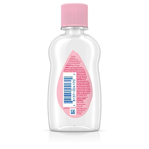 Johnson's Baby Oil ingredients detail its pure mineral oil for gentle skin care.
