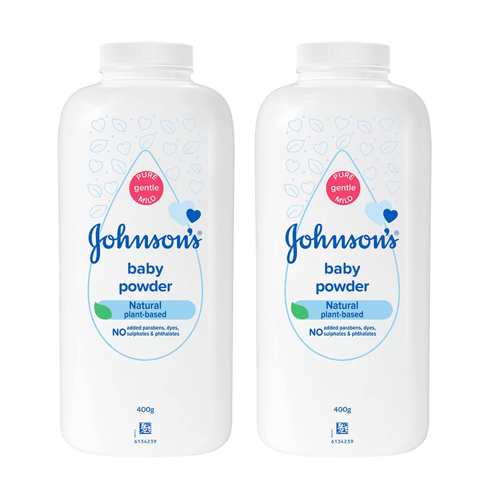 Johnson's Baby Powder front view pack—great for daily baby care and skin comfort.