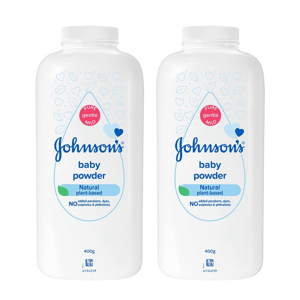 Johnson's Baby Powder front view pack—great for daily baby care and skin comfort.