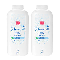 Johnson's Baby Powder front view pack—great for daily baby care and skin comfort.