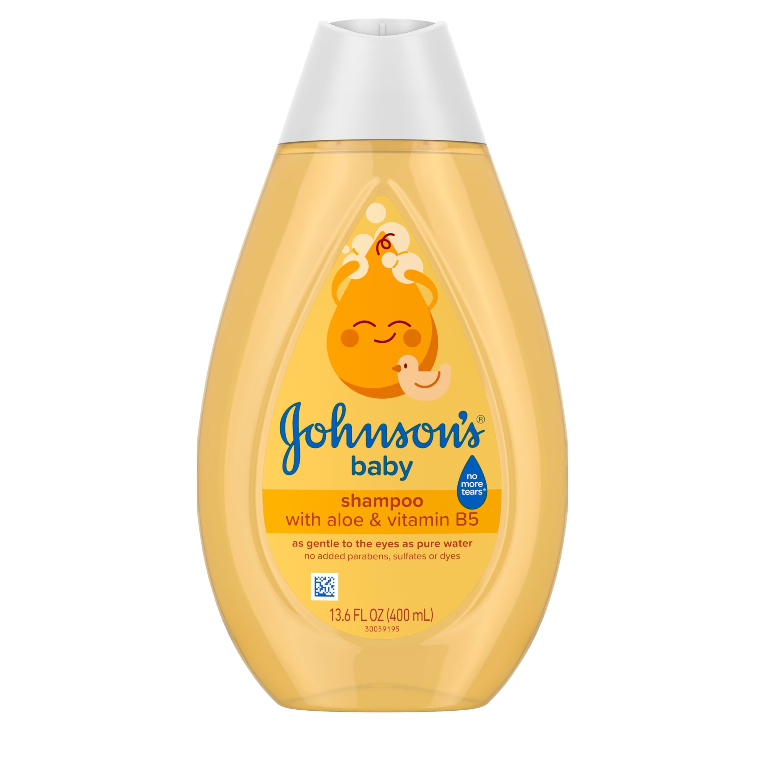 Johnson's Baby Shampoo bottle pour demonstrates gentle cleansing for delicate baby hair.