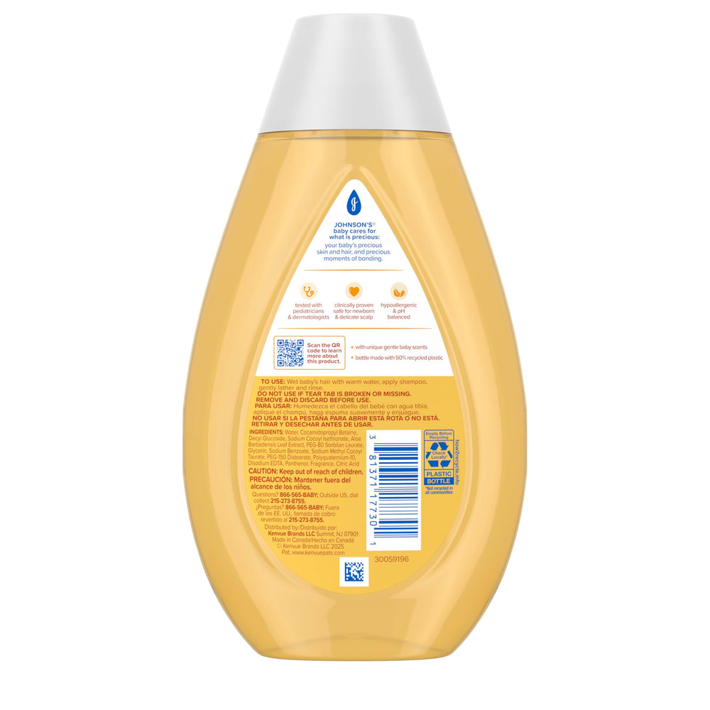 Johnson's Baby Shampoo lather on hair shows soft, shiny results after bath.
