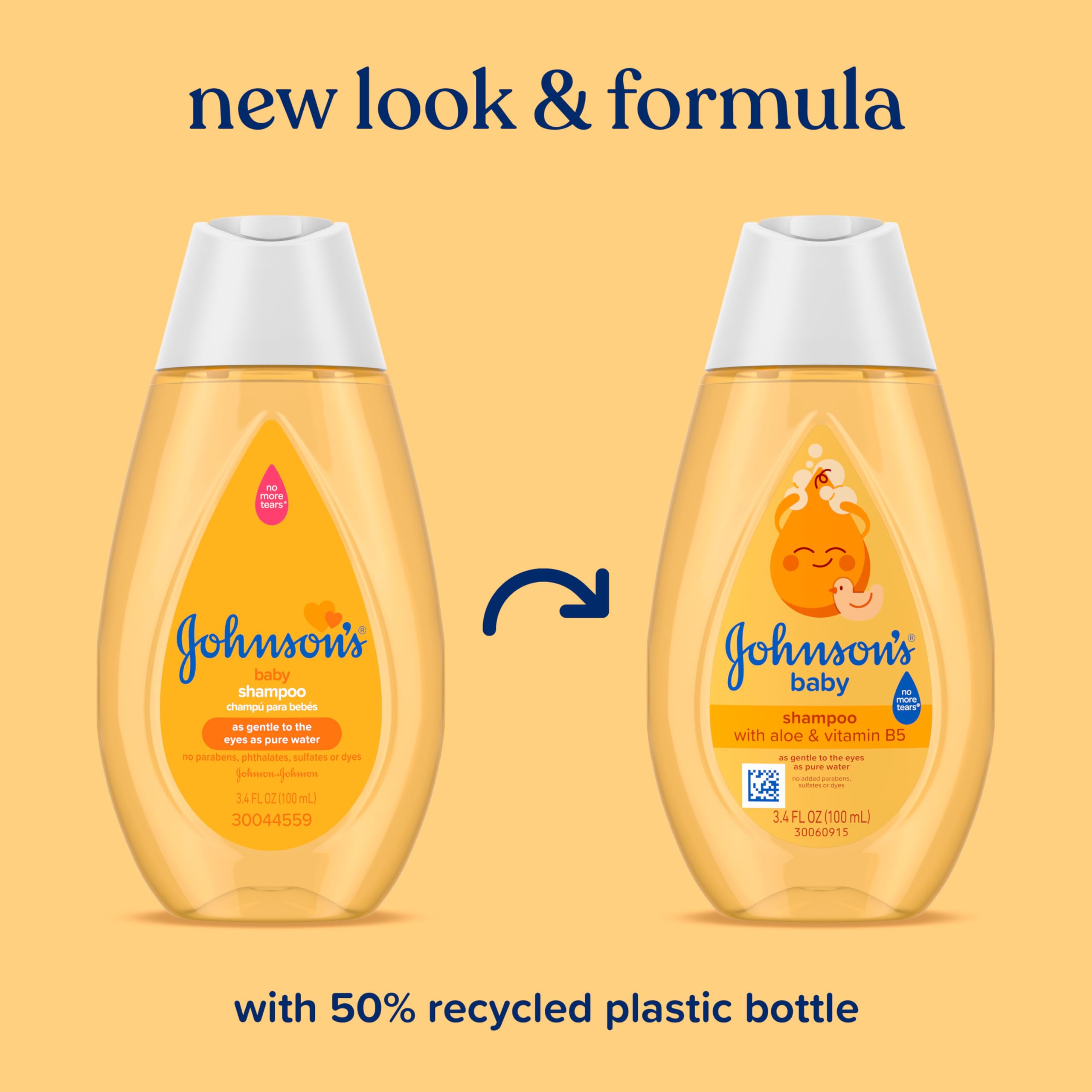 Johnson's Baby Shampoo tear-free foam emphasizes eye-friendly cleansing for babies.