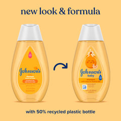 Johnson's Baby Shampoo tear-free foam emphasizes eye-friendly cleansing for babies.