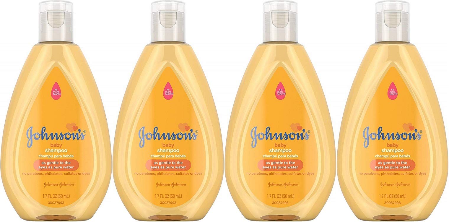 Johnson's Baby Shampoo travel-size bottles for gentle, easy detangling on the go.