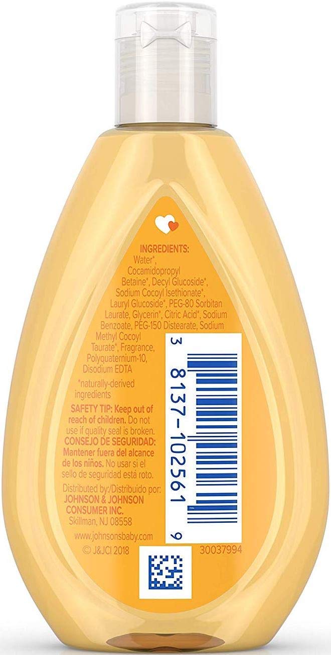 Johnson's Baby Shampoo packaging shows four 1.7 oz bottles for convenient bath time.