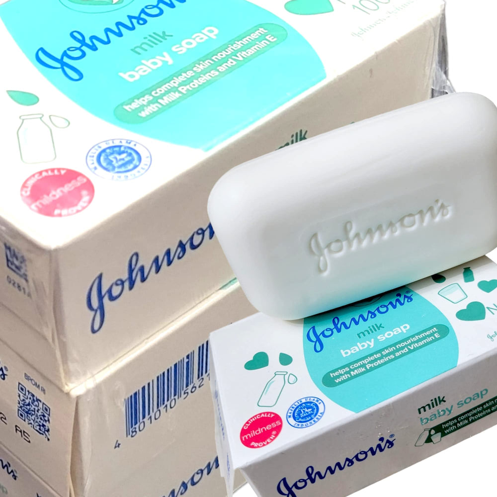 Johnson's Baby Soap Milk packaging back label with ingredients and care guidance