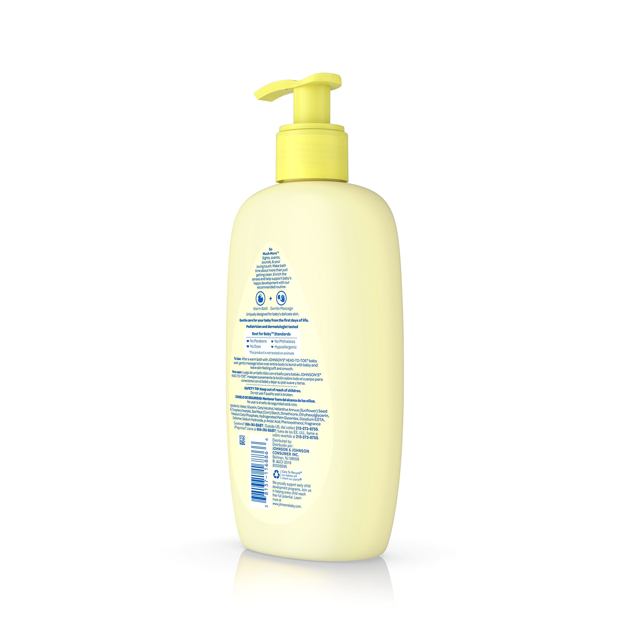 Application view of Johnson's Head-to-Toe Lotion for easy daily routine.