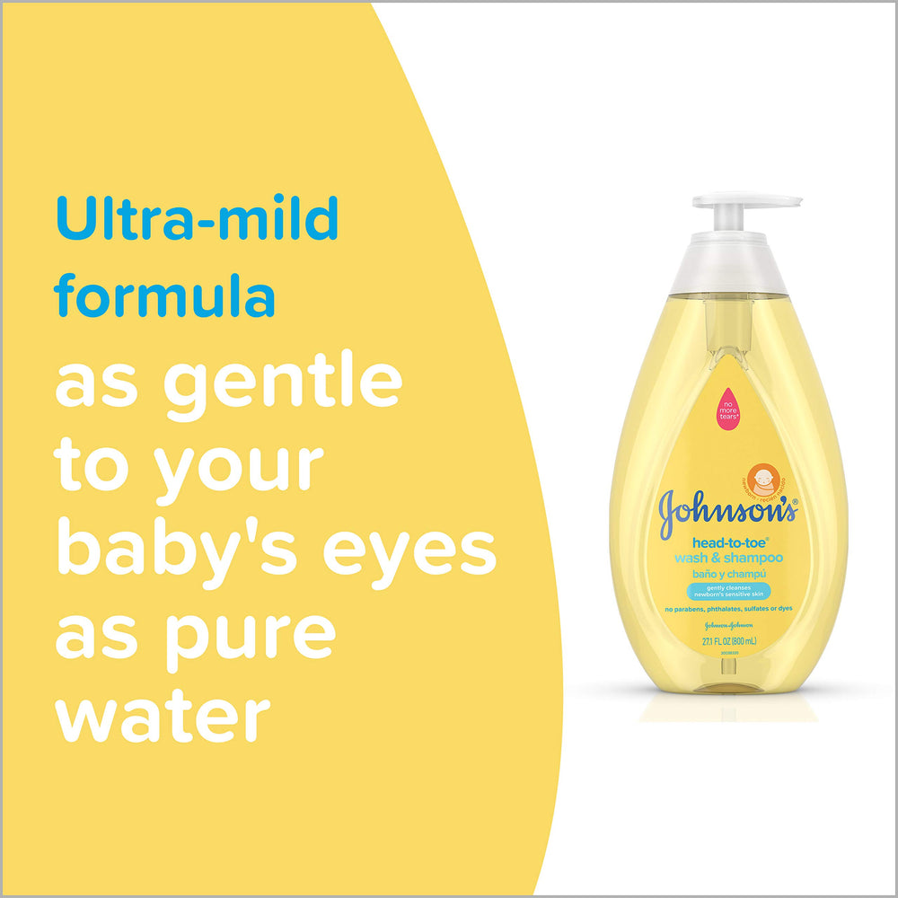 Johnson's Head-To-Toe bath lather – tear-free wash during bath time.
