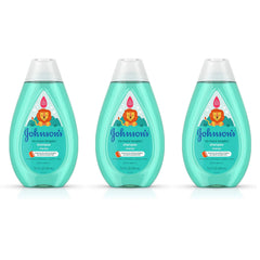 Johnson's No More Tangles Shampoo 3-pack bottles demonstrate hassle-free detangling for kids.