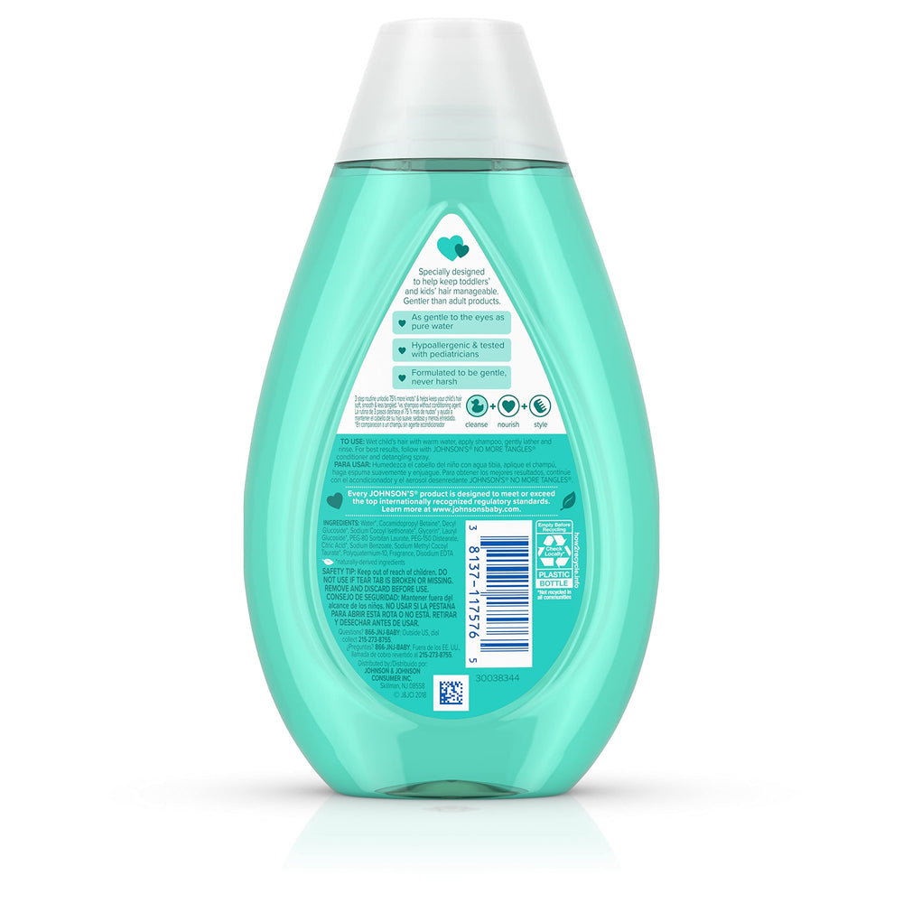 Johnson's No More Tangles Shampoo free of parabens, phthalates, sulfates, and dyes.