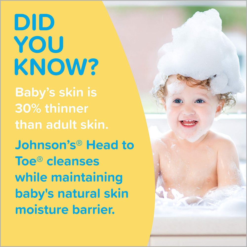 Johnson's No More Tears formula close-up – baby eyes stay comfy.