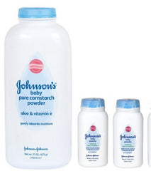 Johnson's Pure Cornstarch baby powder bottle helps keep skin dry and comfortable.