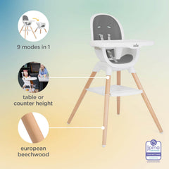 Joie Chai table-height option enables convenient family meals.