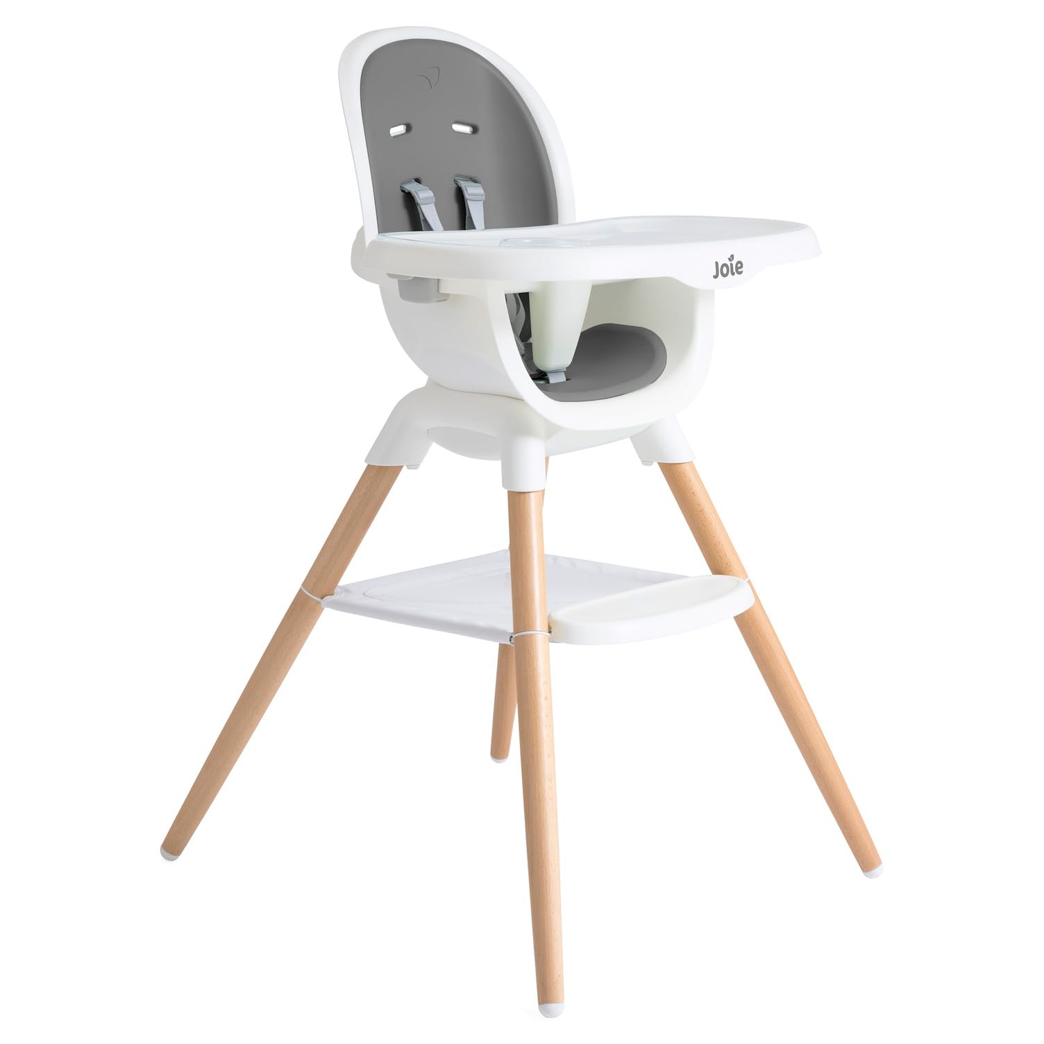 Joie Chai highchair wood legs provide sturdy, stylish support at mealtimes.