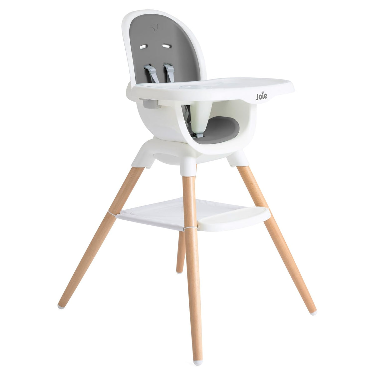 Joie Chai highchair wood legs provide sturdy, stylish support at mealtimes.