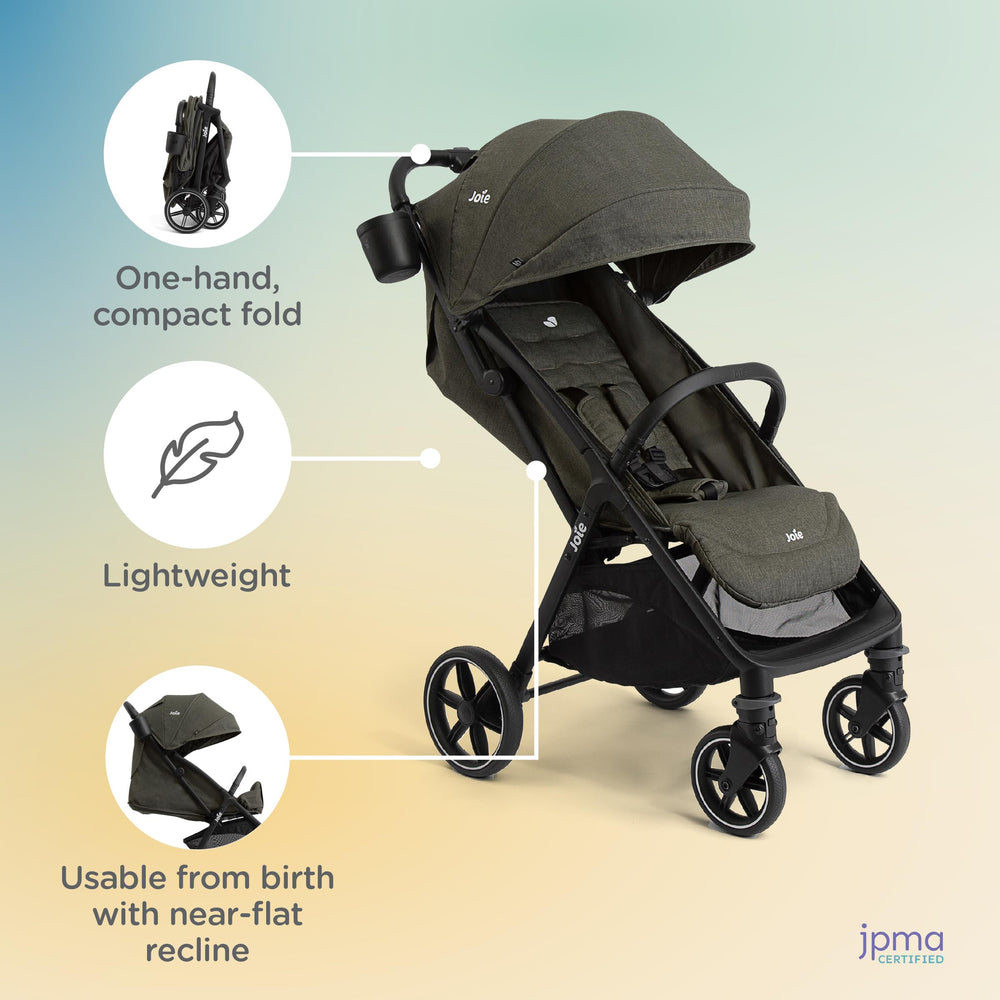 Joie Nutmeg folding mechanism close-up highlights compact storage.