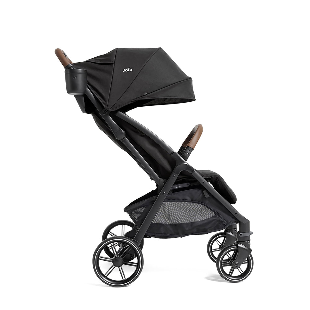 Joie Nutmeg canopy UPF sunshade provides UV protection on outdoor trips.