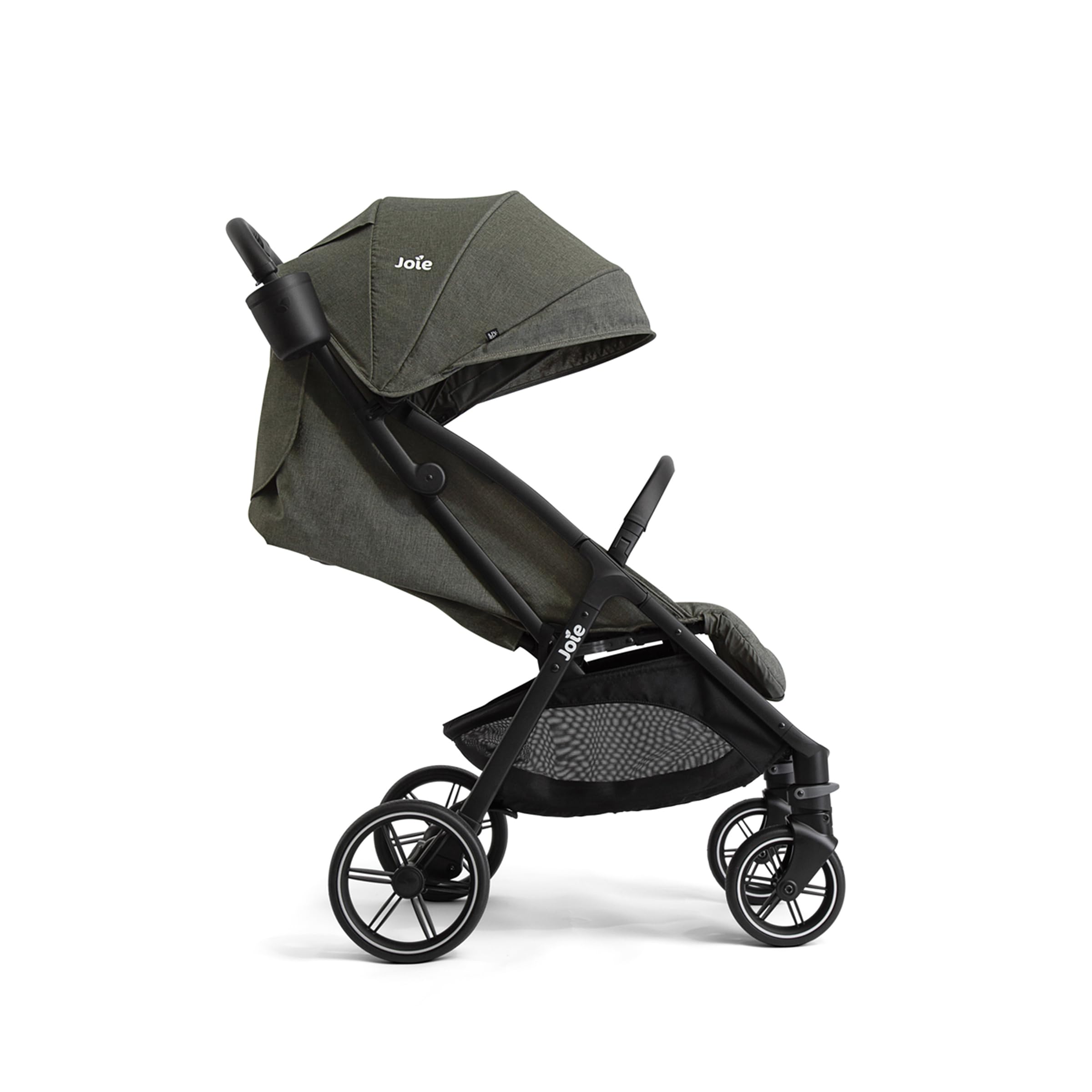 Joie Nutmeg upf-50-plus-canopy shields baby from sun during outings.