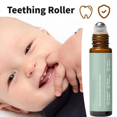 JOIEFIEX teething roller on baby feet illustrates calming, soothing touch.