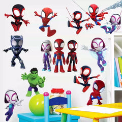 Joi-Fun Spideyman wall stickers brighten play areas with easy peel-and-stick design.