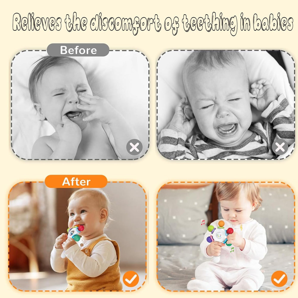 Joinshow dual-function 3-in-1 teether and melodic toy supports development.