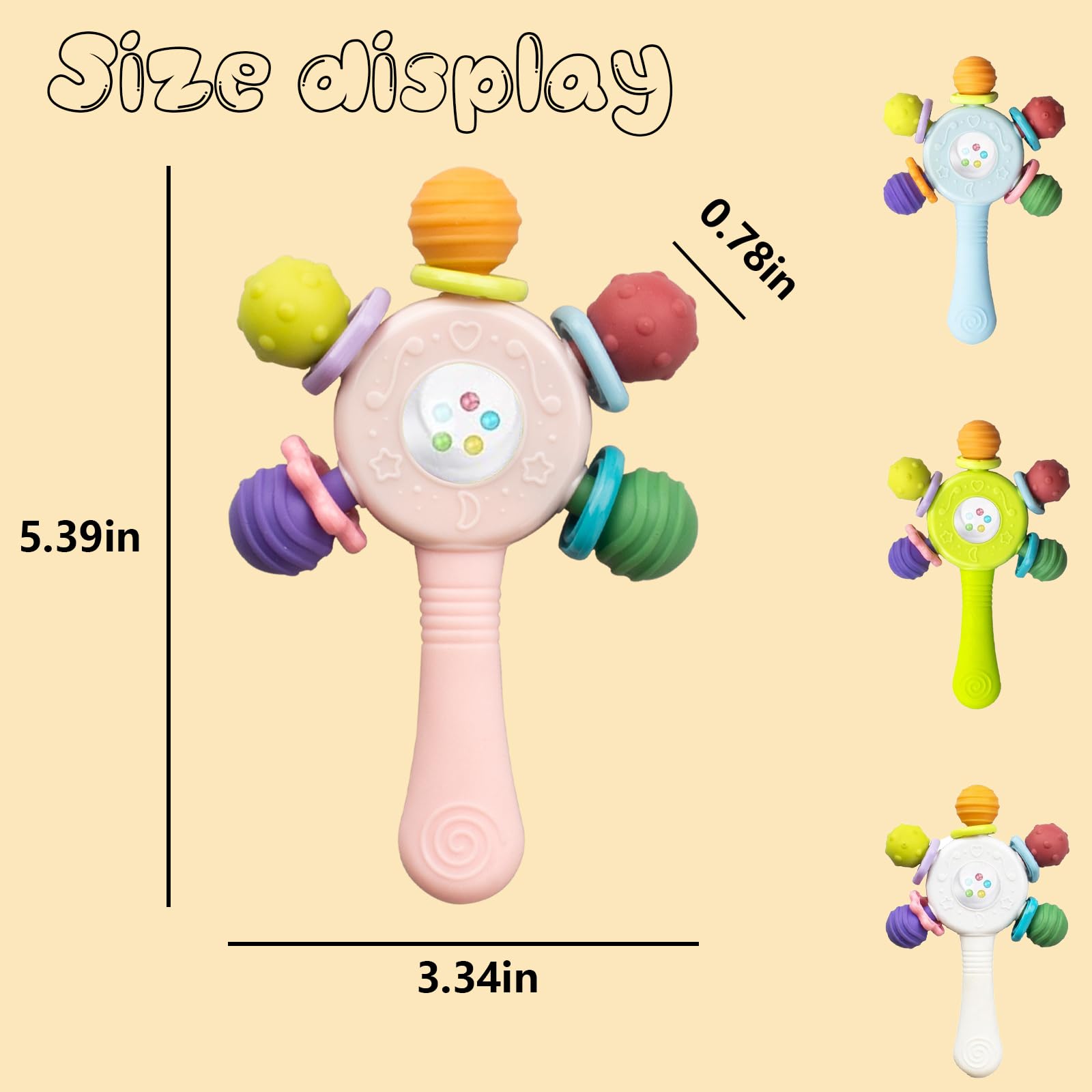 Joinshow ergonomic grip teether enhances tiny hands' grasp during teething.