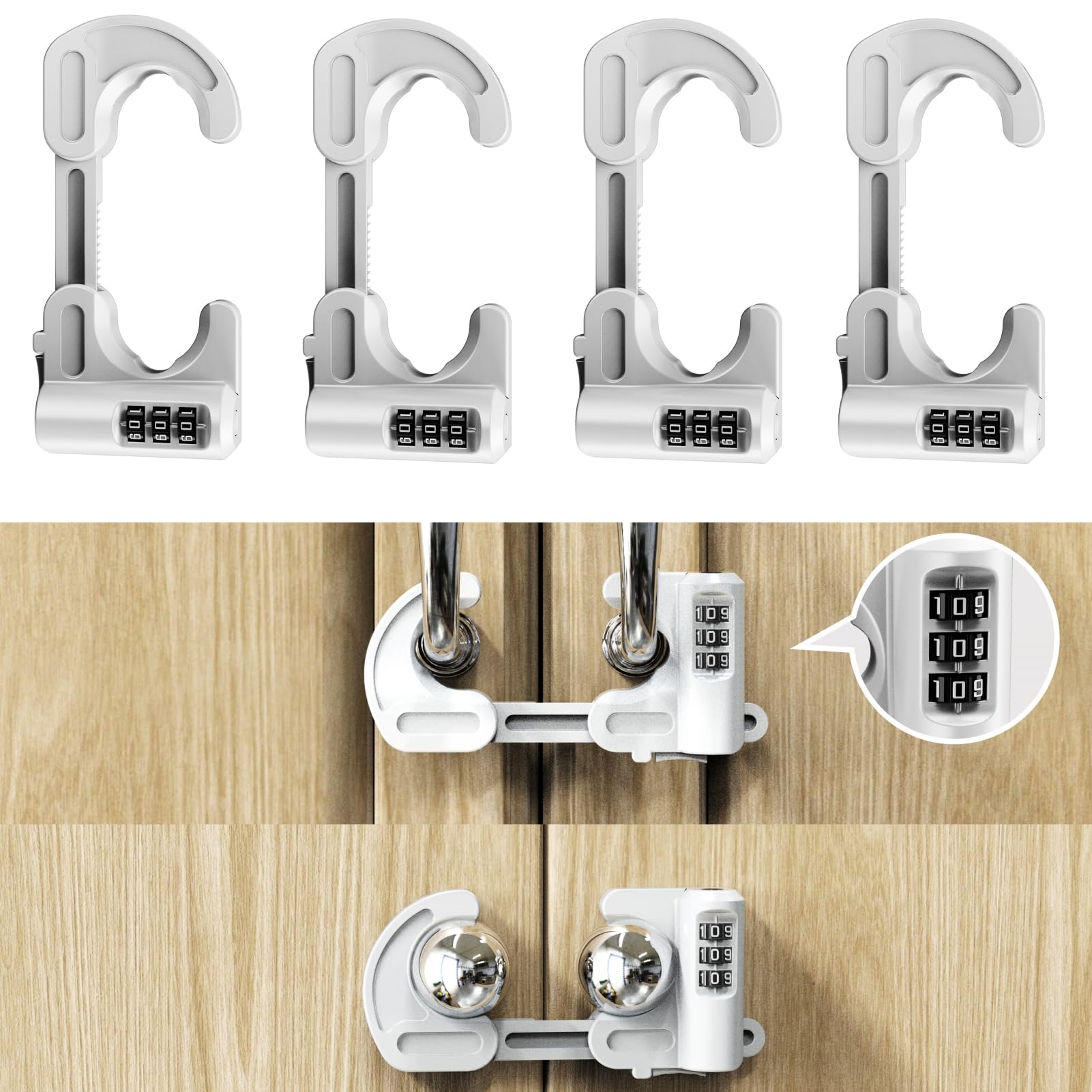 Jola's House cabinet locks front view for childproofing kitchens.