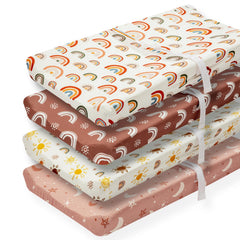 Jola's House 4Pack Boho Nursery Sheets sunshine design offer soft comfort and easy daily changes.