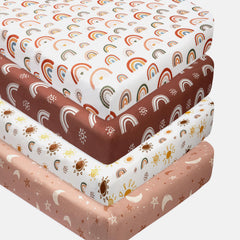 Jola's House 4-pack crib sheets sunshine: plush microfiber and breathable fit for cozy naps.