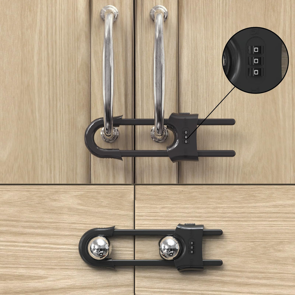 Jola's House 4pack sliding cabinet locks front view shows durable ABS for child safety.