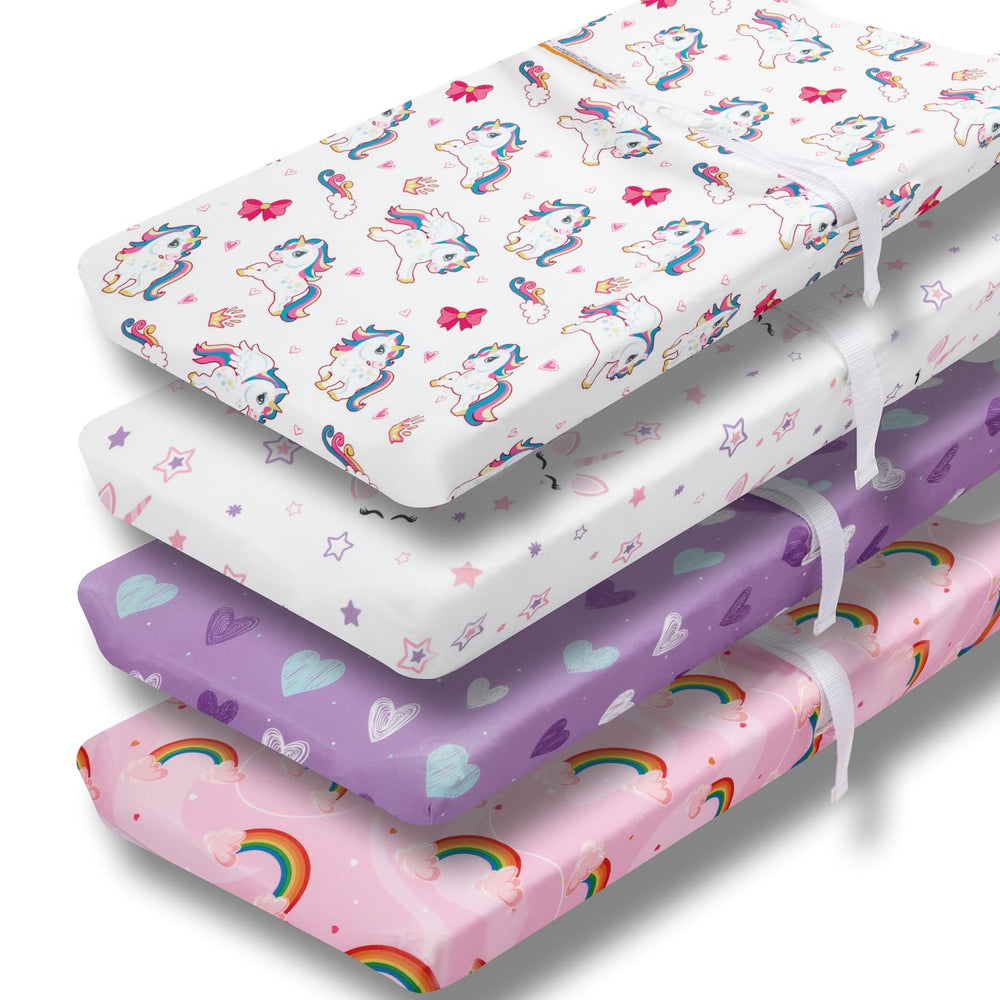 Jola's House four-pack soft changing pad covers for gentle diaper changes.