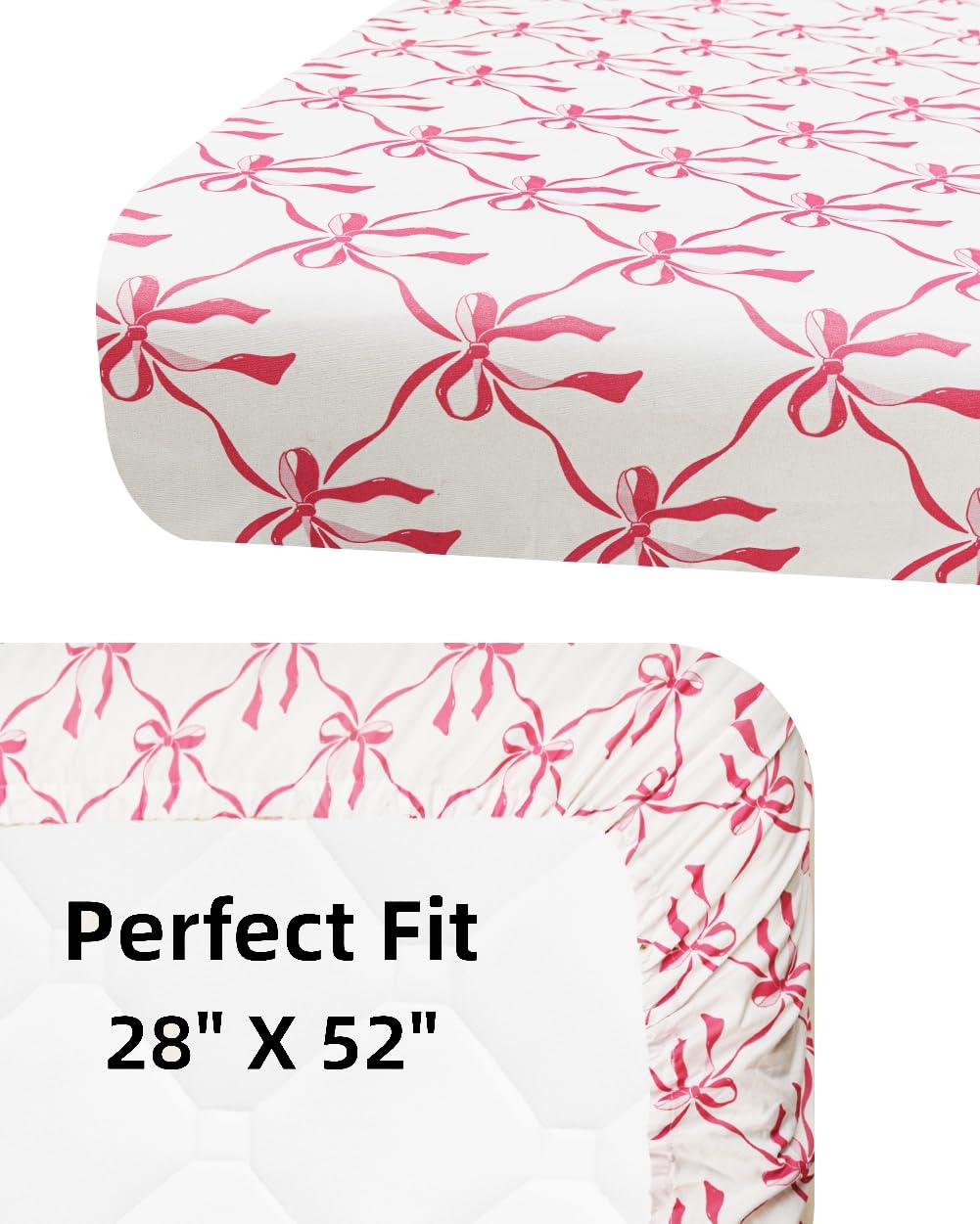 Jola's House bow crib sheets with elastic trim stay snugly in place.