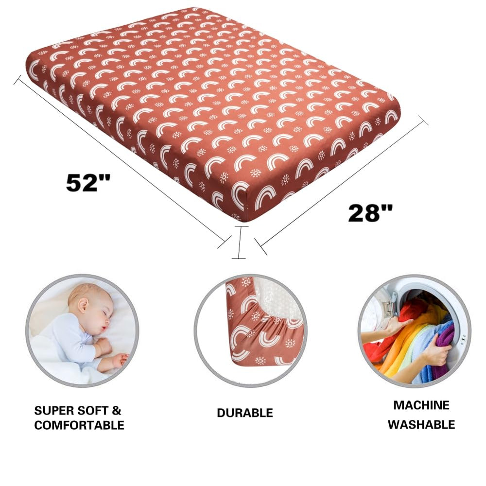 Jola's House machine-washable crib sheets: effortless cleanup with cold wash cycles.