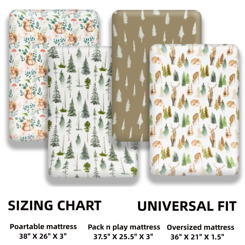Jola's House N Play Sheets bright woodland design enhances unisex nursery theme