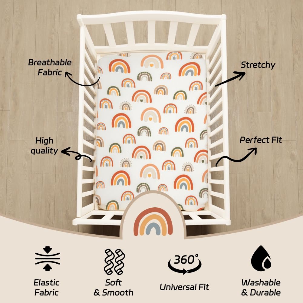 Jola's House neutral unisex crib sheets: easy to mix with baby gear.