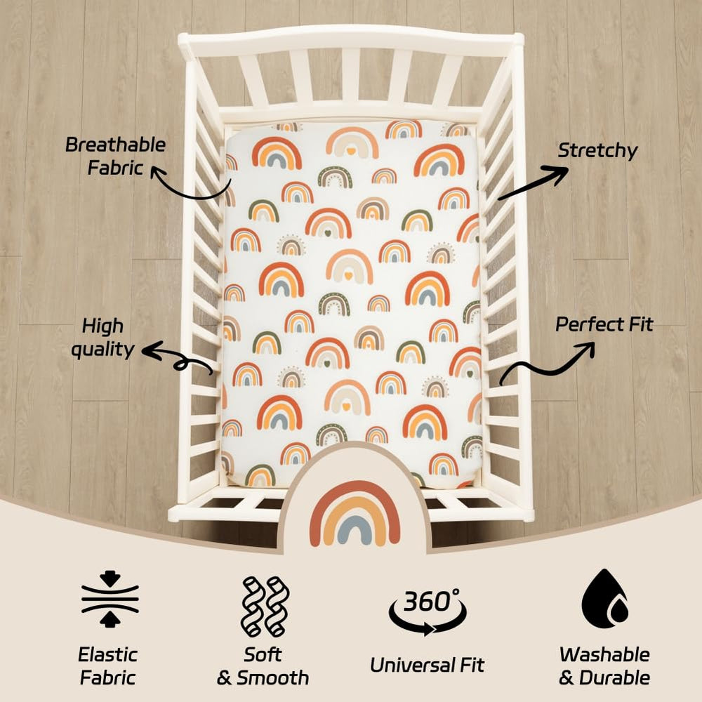Jola's House neutral unisex crib sheets: easy to mix with baby gear.